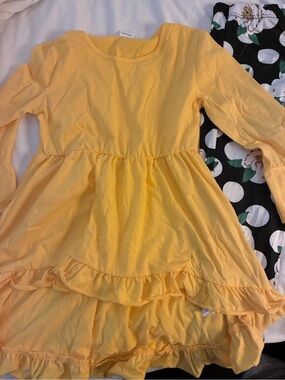 Kids Yellow Long Sleeve Ruffle Dress